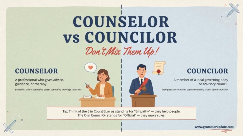 How to Remember Councilor vs Counselor