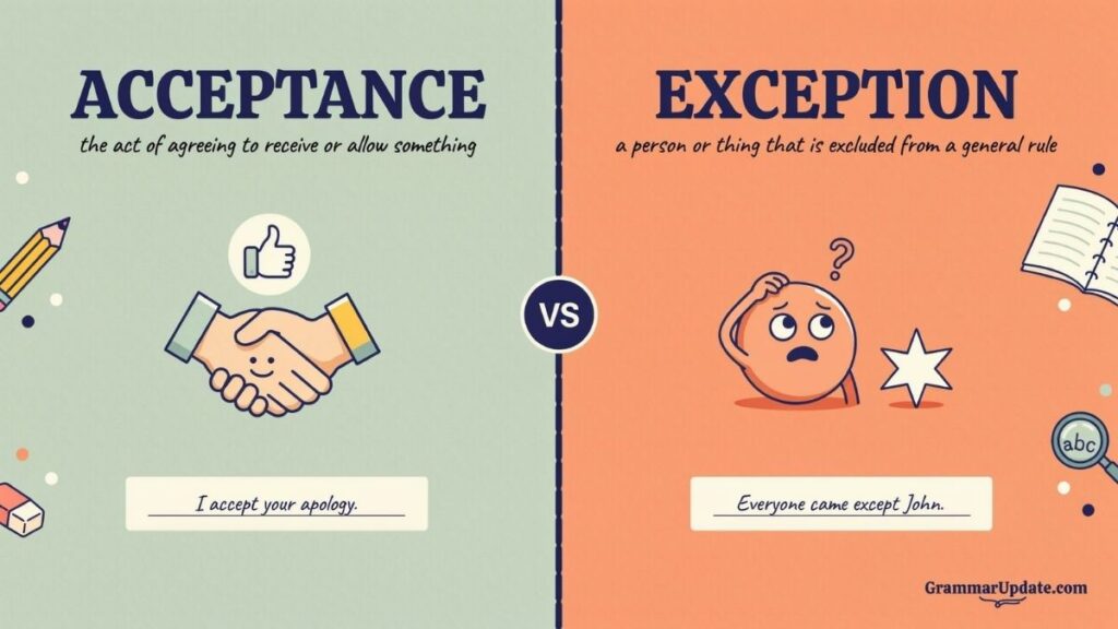 Acception vs Exception Meaning Clear and Expanded Overview