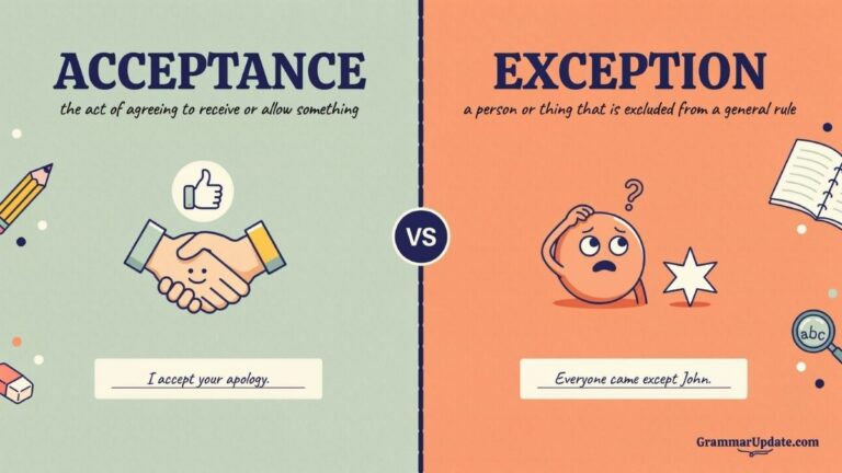 Acception vs Exception Difference and Usage? - Grammar Update