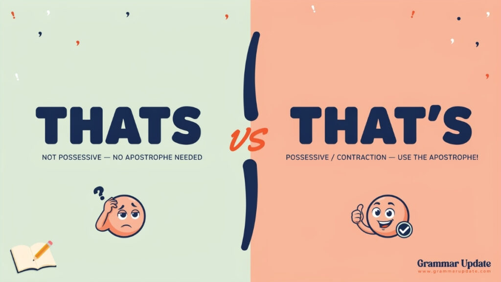 Thats vs That's diffrance and Which Is Correct?