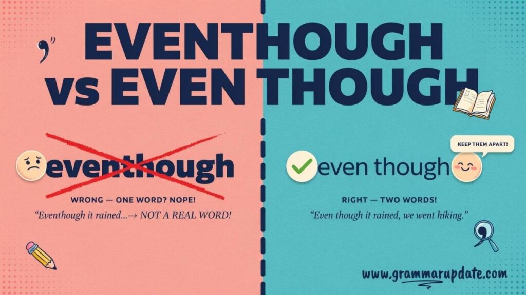 Common Mistakes with Eventhough vs Even Though