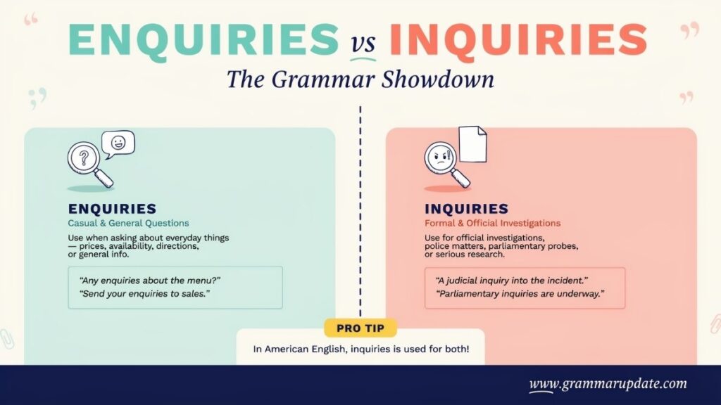 Enquiries vs Inquiries Which Spelling Is Correct?