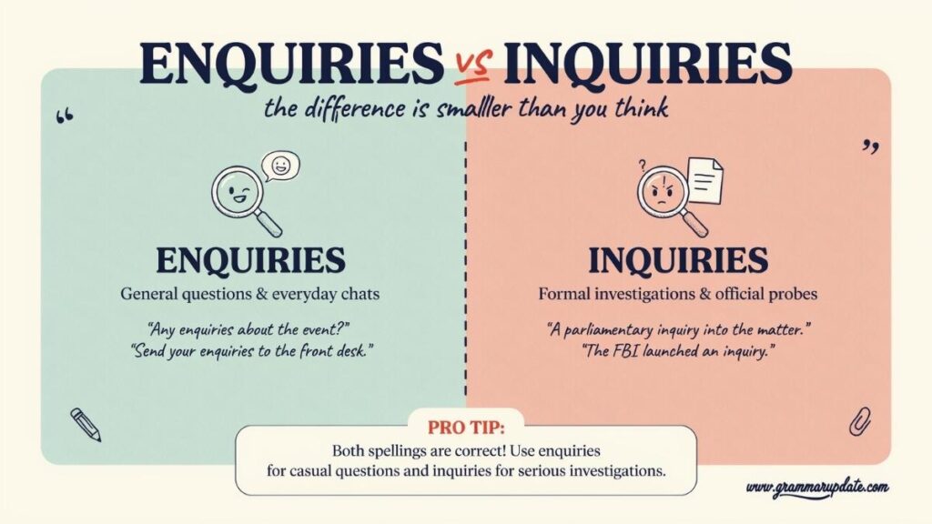 Enquiries vs Inquiries The Main Difference Explained