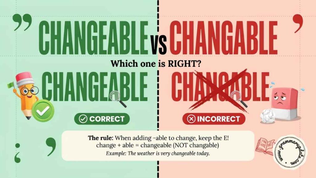 Changeable vs Changable Which one Is Correct?